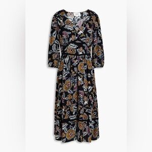 BA&SH Vienne gathered printed crepe midi dress | XS
